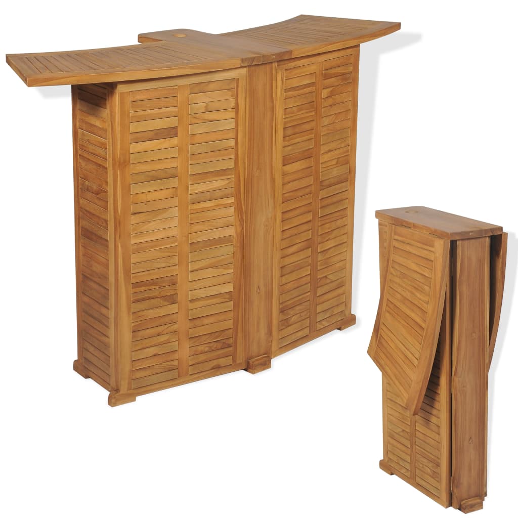 Bar set with folding chairs, 3 pieces, solid teak wood