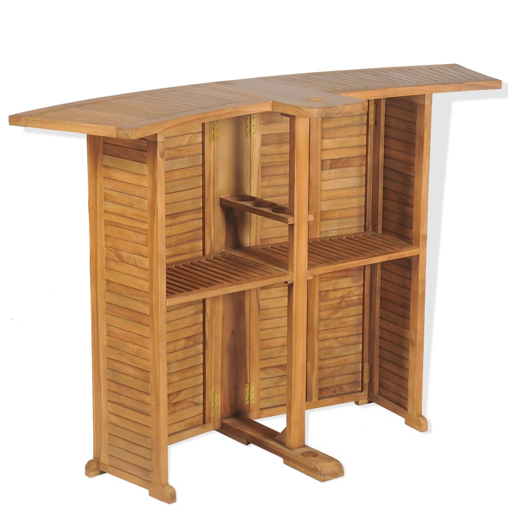 Bar set with folding chairs, 3 pieces, solid teak wood