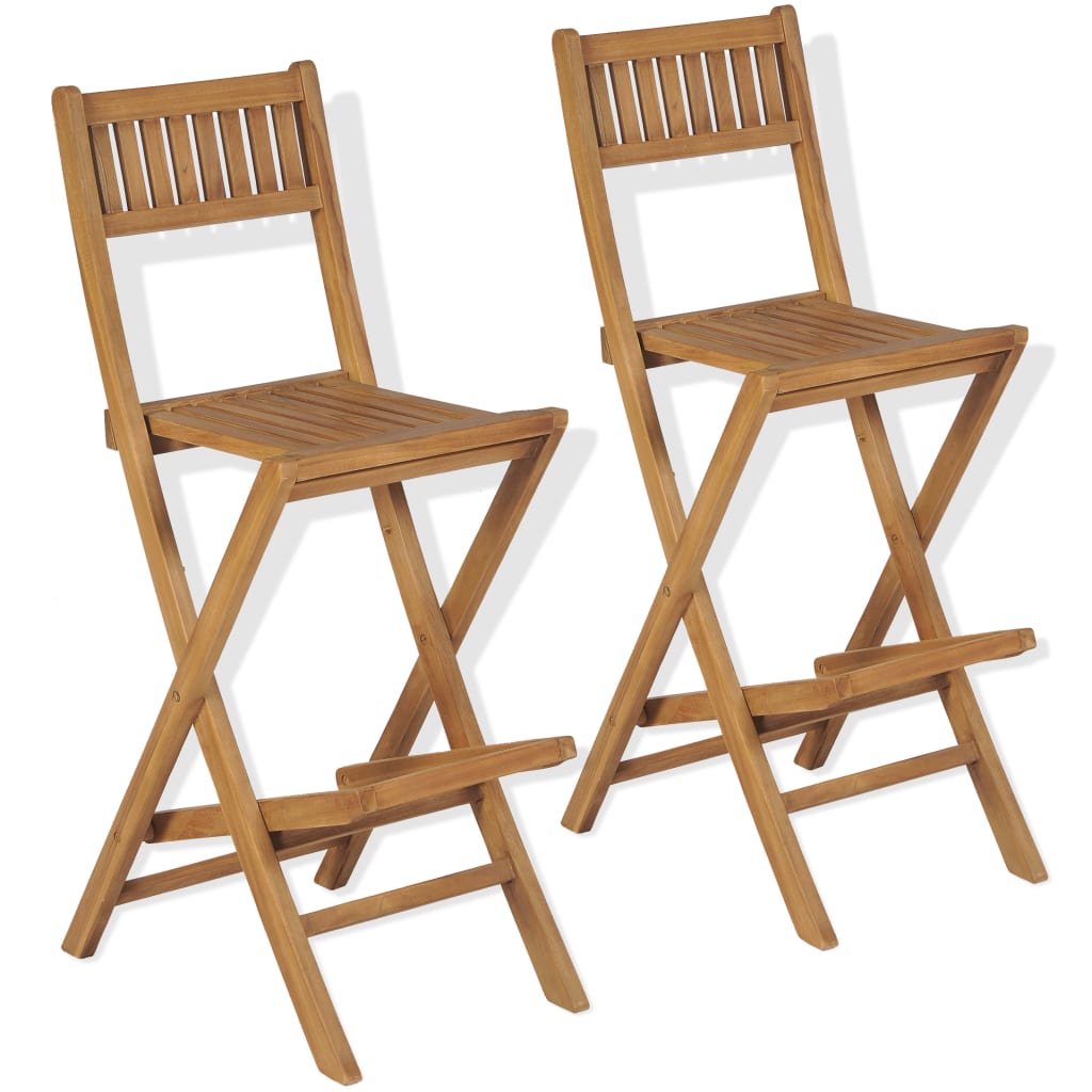 Bar set with folding chairs, 3 pieces, solid teak wood