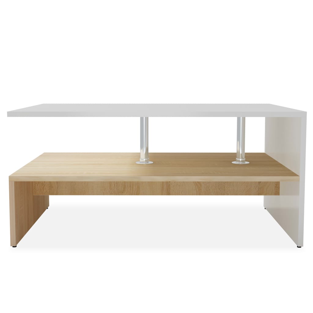 Coffee table, chipboard, 90x59x42 cm, oak color and white