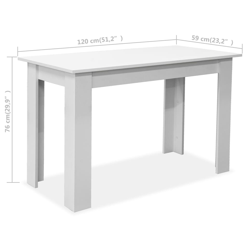 Kitchen table and benches, 3 pieces, chipboard, white