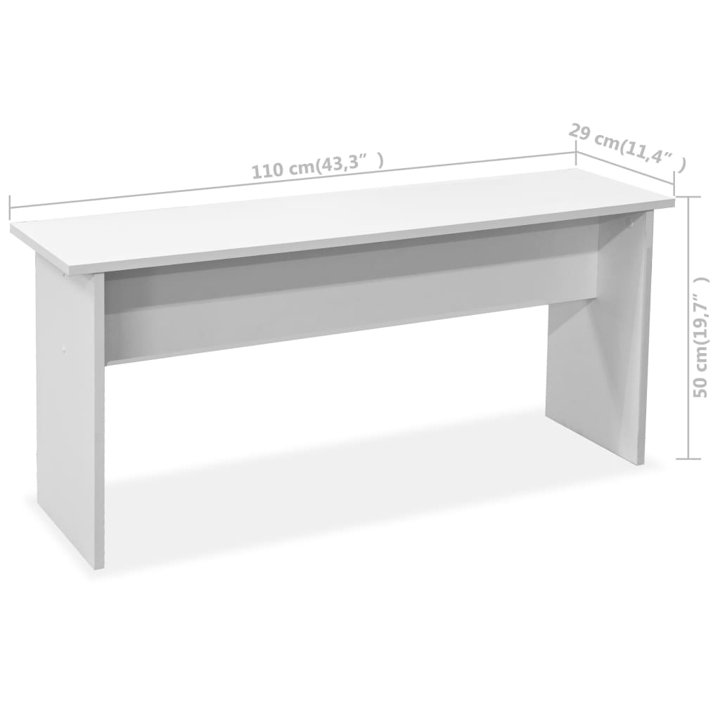 Kitchen table and benches, 3 pieces, chipboard, white