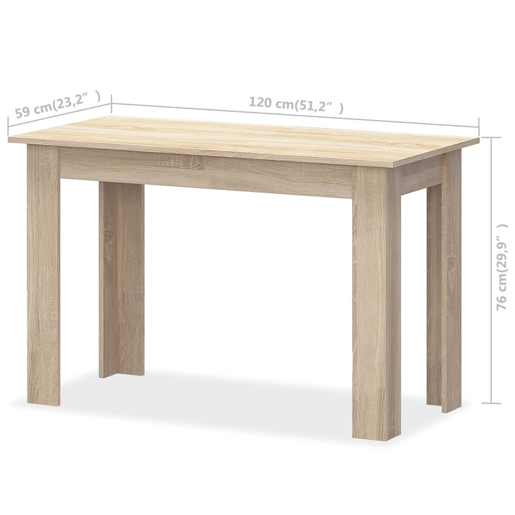 Kitchen table and benches, 3 pieces, chipboard, oak color