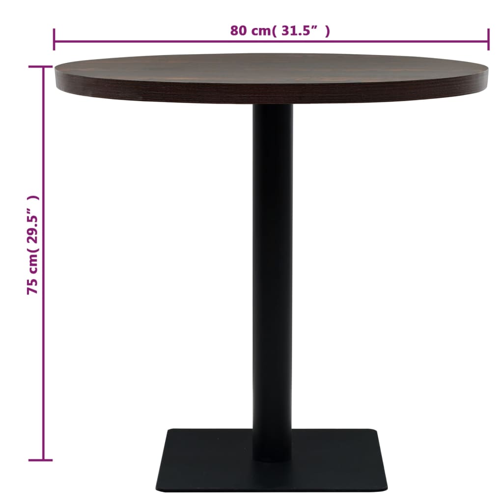 Bistro table, MDF and steel, round, 80x75 cm, Dark grey