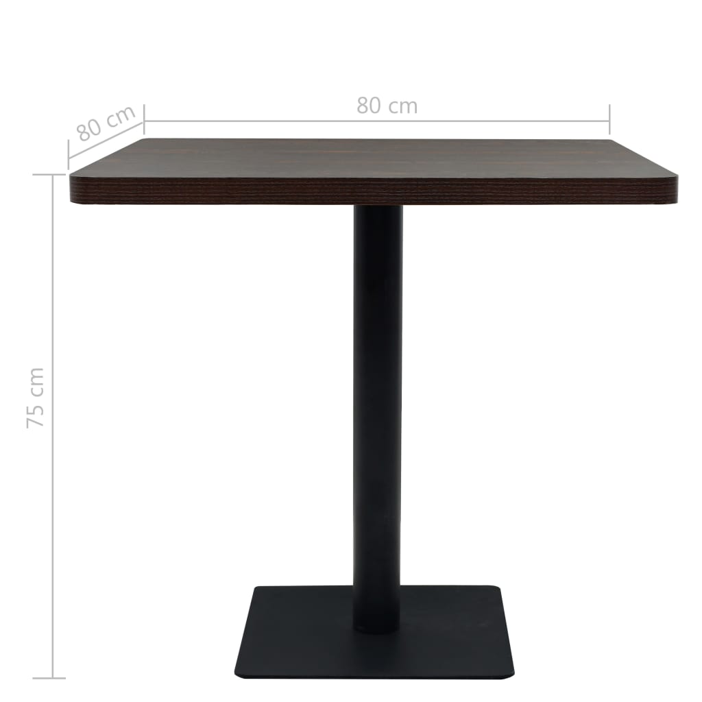 Bistro table, MDF and steel, square, 80x80x75 cm, Dark grey