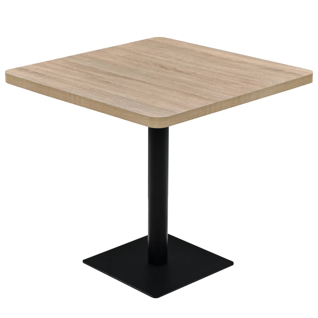 Bistro table, MDF and steel, square, 80x80x75 cm, oak color