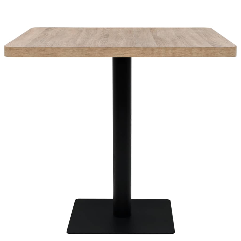 Bistro table, MDF and steel, square, 80x80x75 cm, oak color