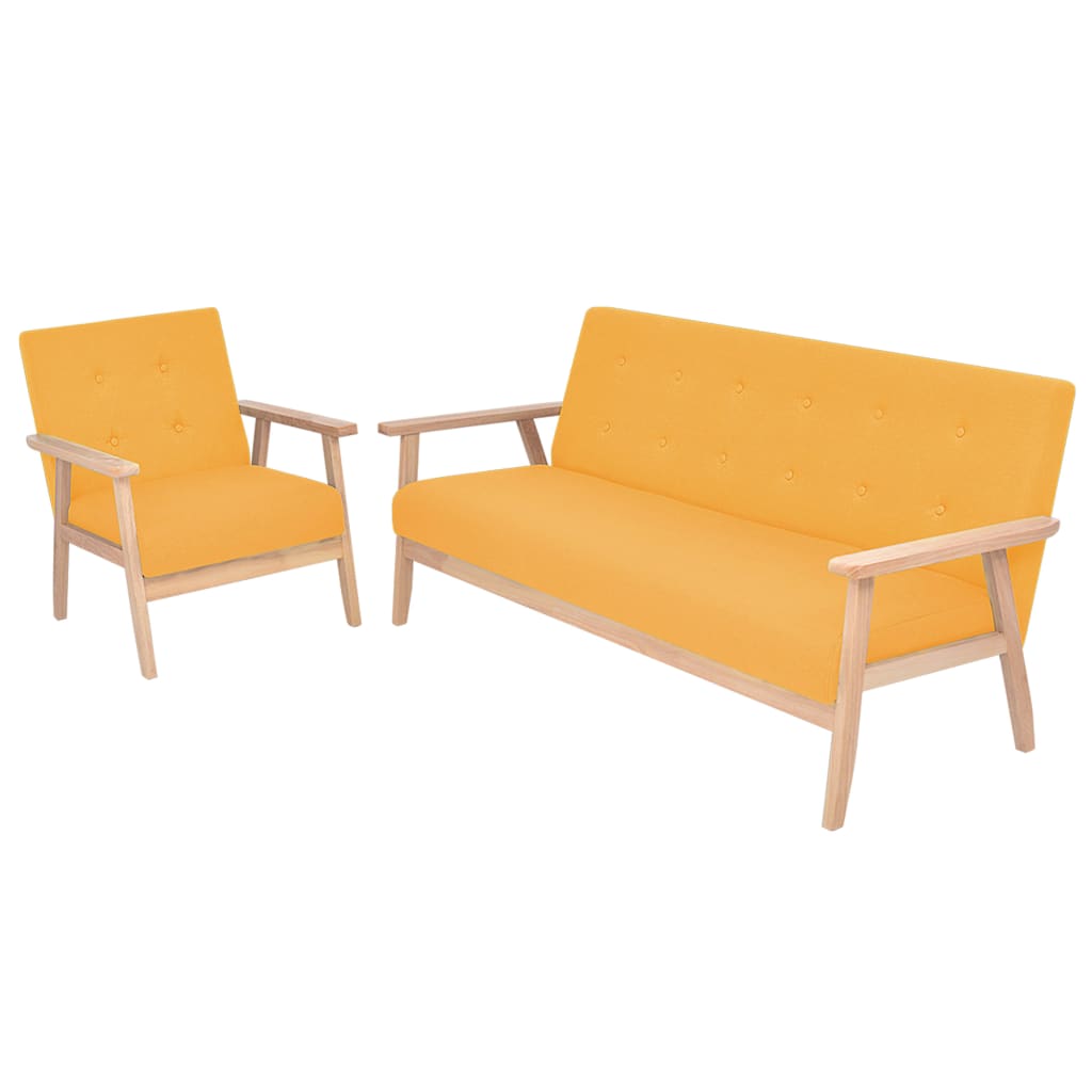 2-piece sofa set, textile, yellow