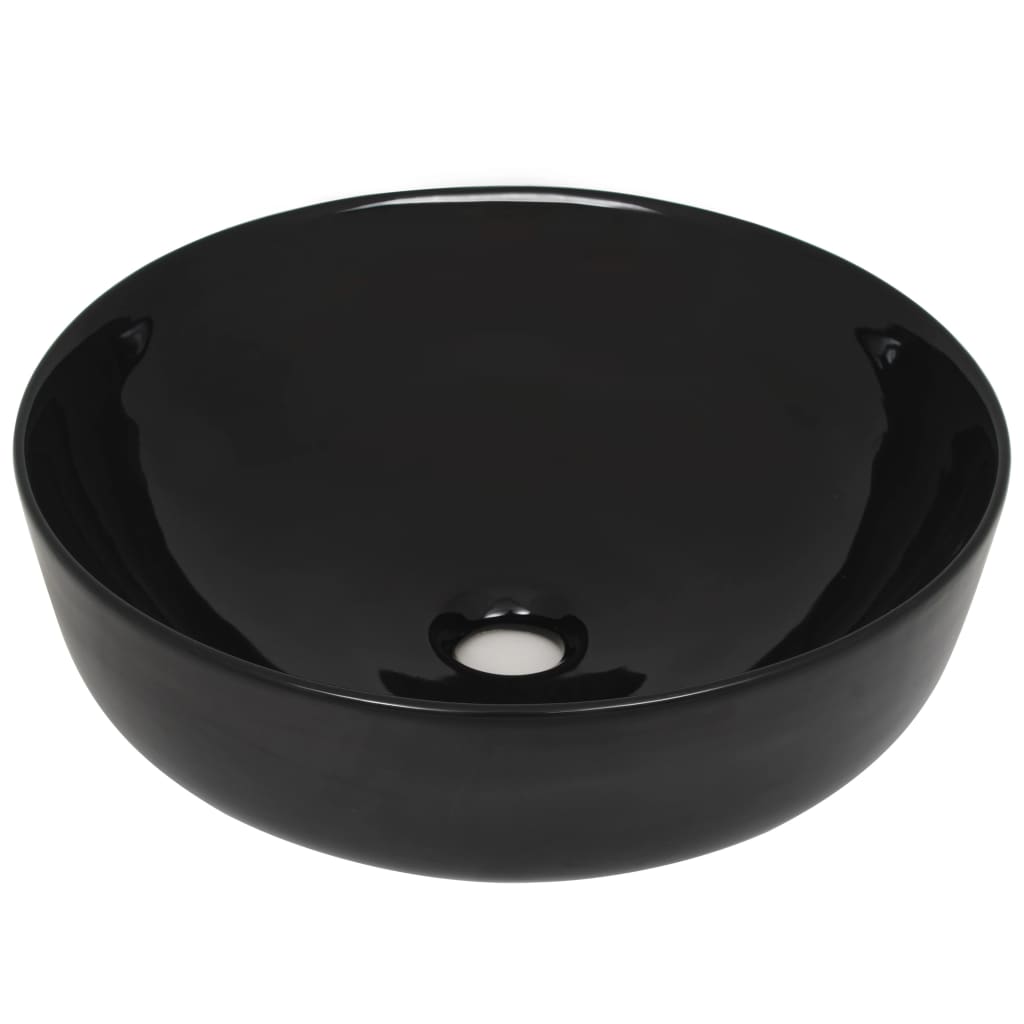 Ceramic sink, round, 41.5 x 13.5 cm, black