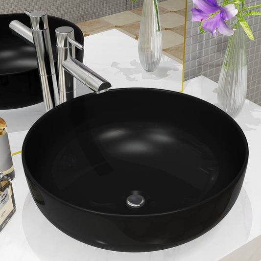 Ceramic sink, round, 41.5 x 13.5 cm, black