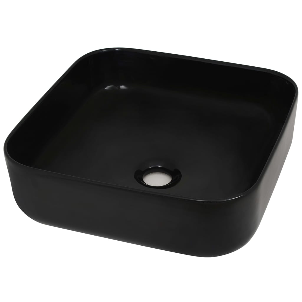 Ceramic bathroom sink, square, black, 38x38x13.5 cm