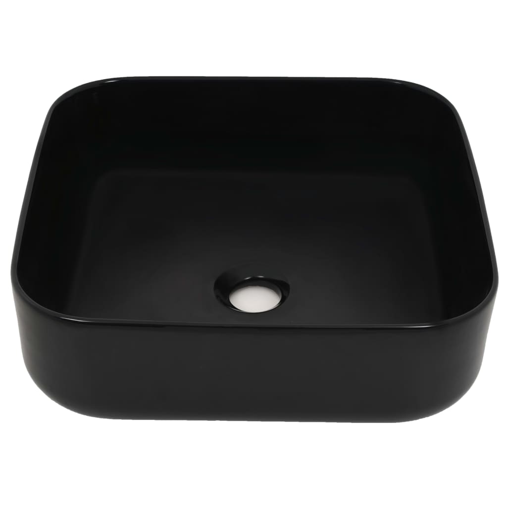 Ceramic bathroom sink, square, black, 38x38x13.5 cm