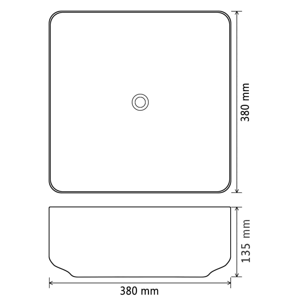 Ceramic bathroom sink, square, black, 38x38x13.5 cm