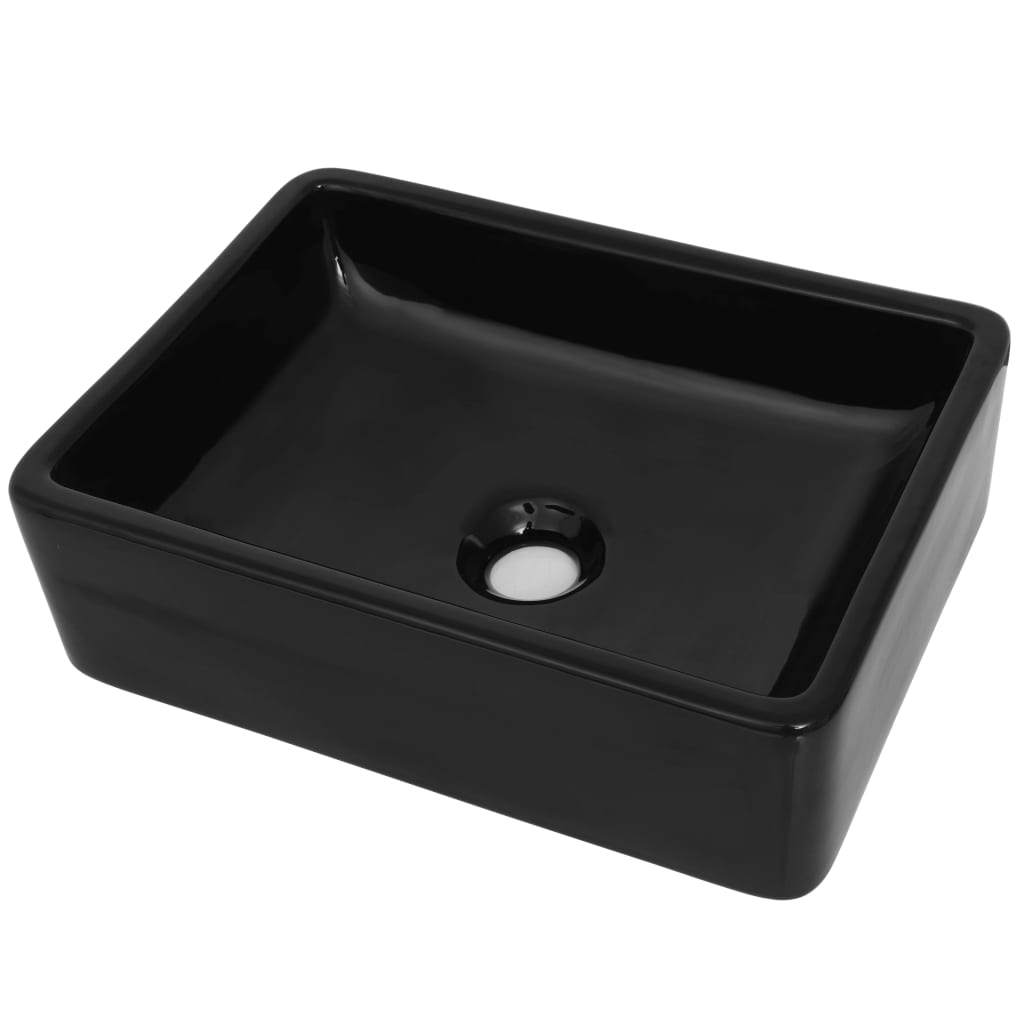 Ceramic sink basin, rectangular, black, 41 x 30 x 12 cm