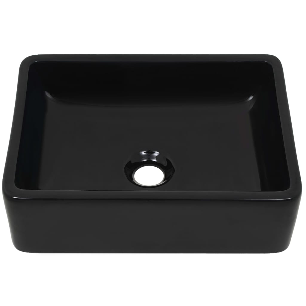 Ceramic sink basin, rectangular, black, 41 x 30 x 12 cm