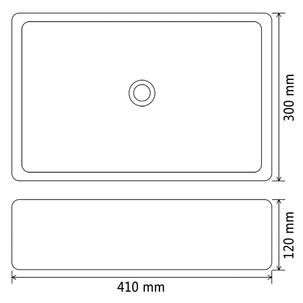 Ceramic sink basin, rectangular, black, 41 x 30 x 12 cm