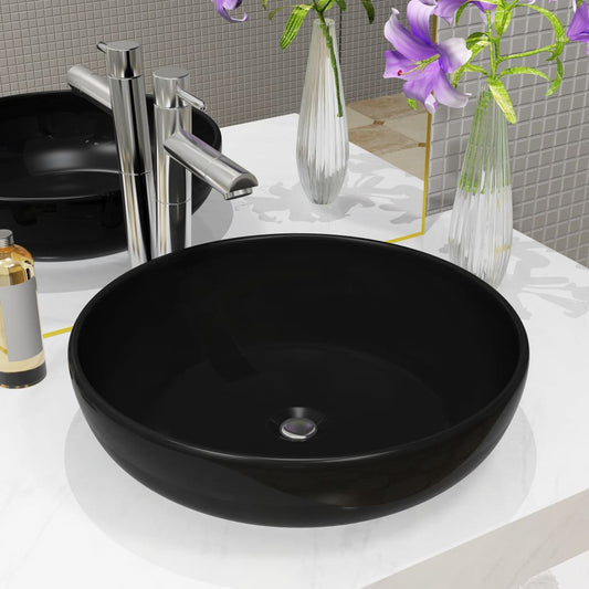 Ceramic sink basin, black, 42 ​​x 12 cm, round