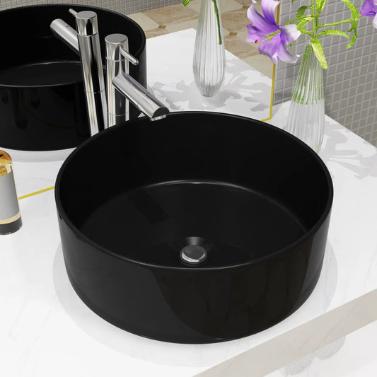 Ceramic sink basin, Round Black 40x15 cm