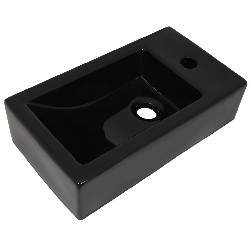 Sink with tap hole, black, 46x25.5x12, ceramic