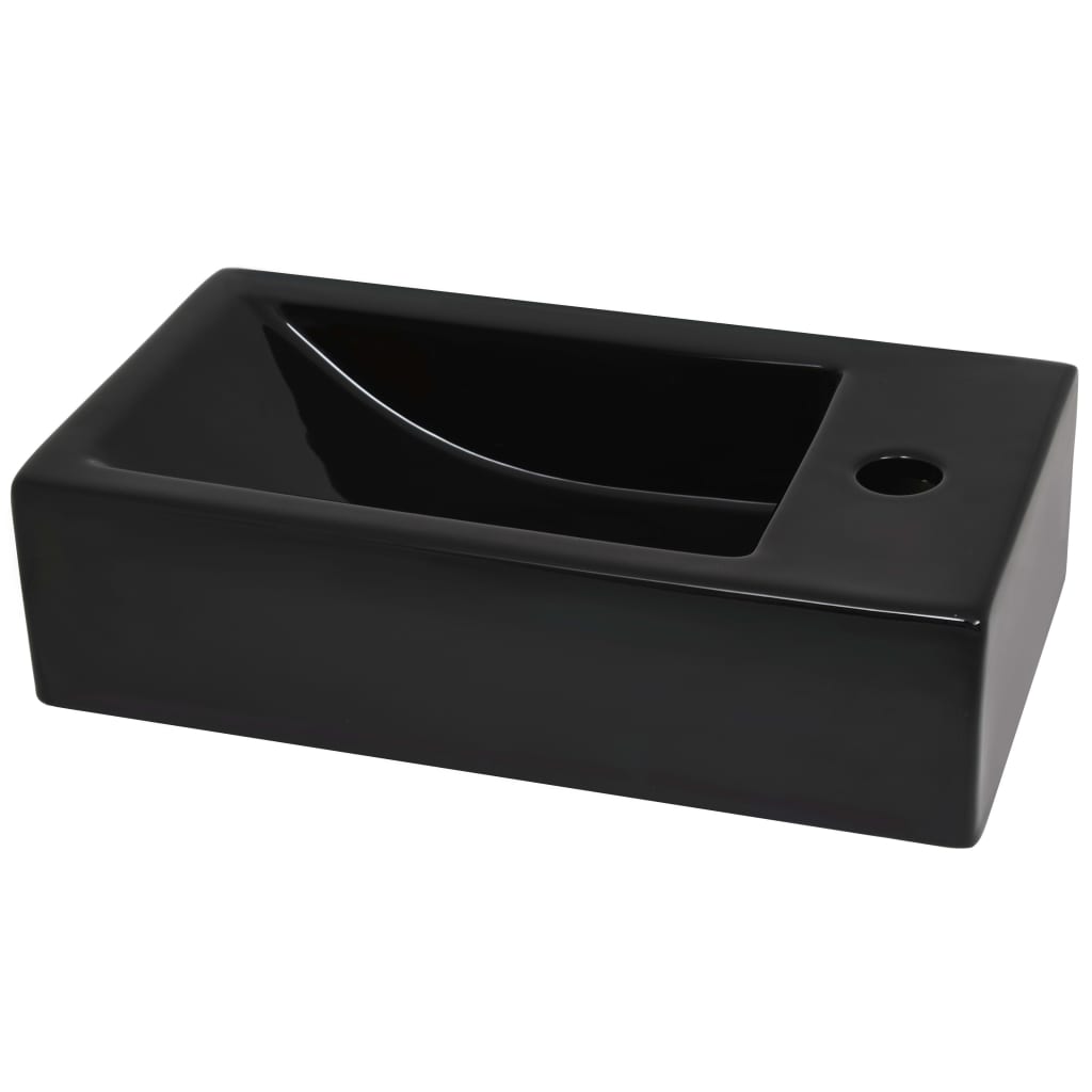 Sink with tap hole, black, 46x25.5x12, ceramic