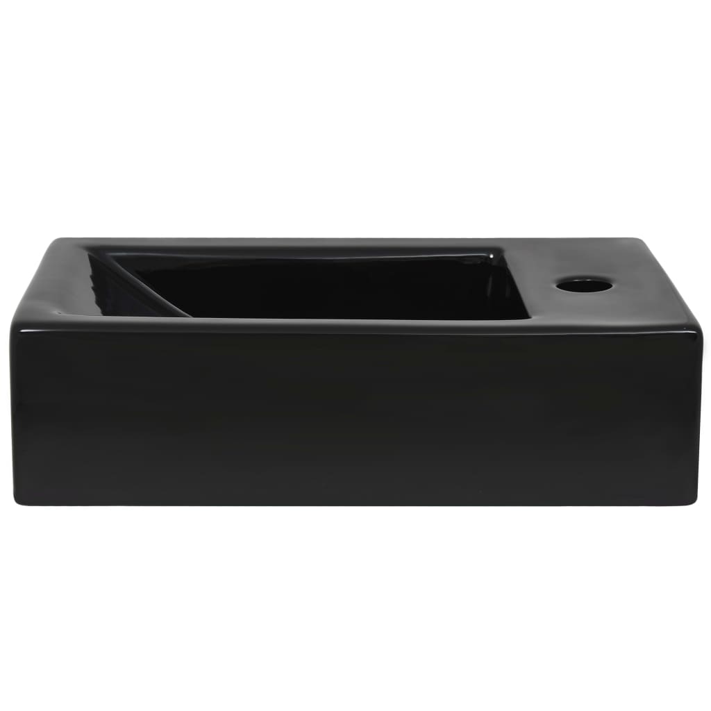 Sink with tap hole, black, 46x25.5x12, ceramic