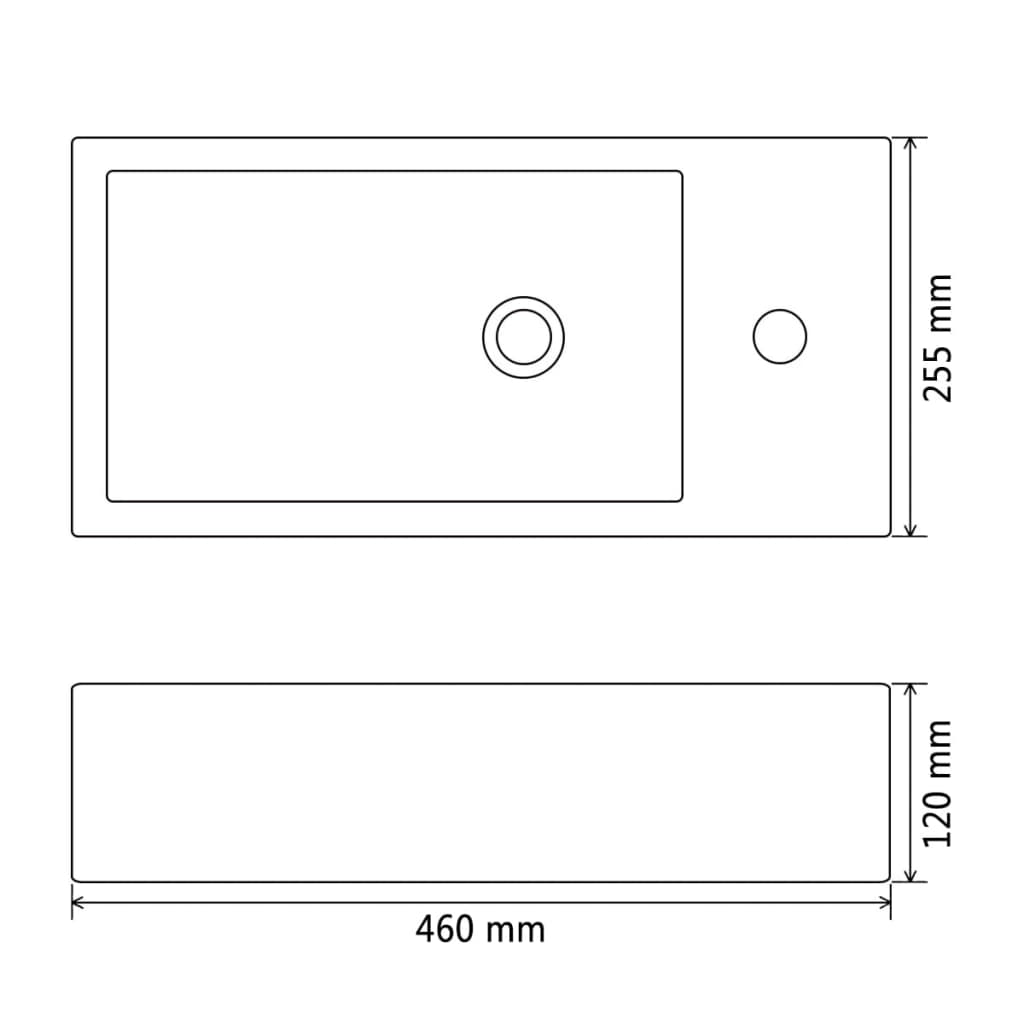 Sink with tap hole, black, 46x25.5x12, ceramic