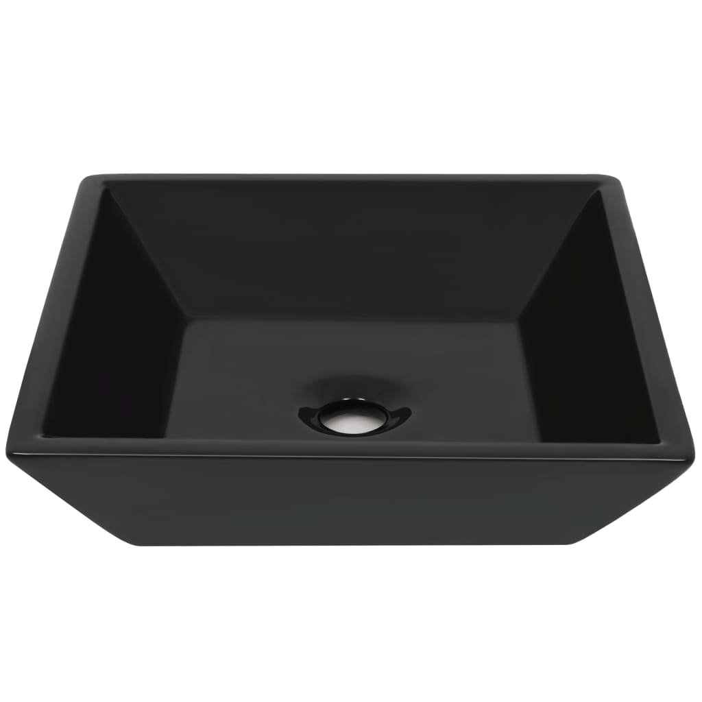 Square ceramic sink, Black, 41.5x41.5x12 cm