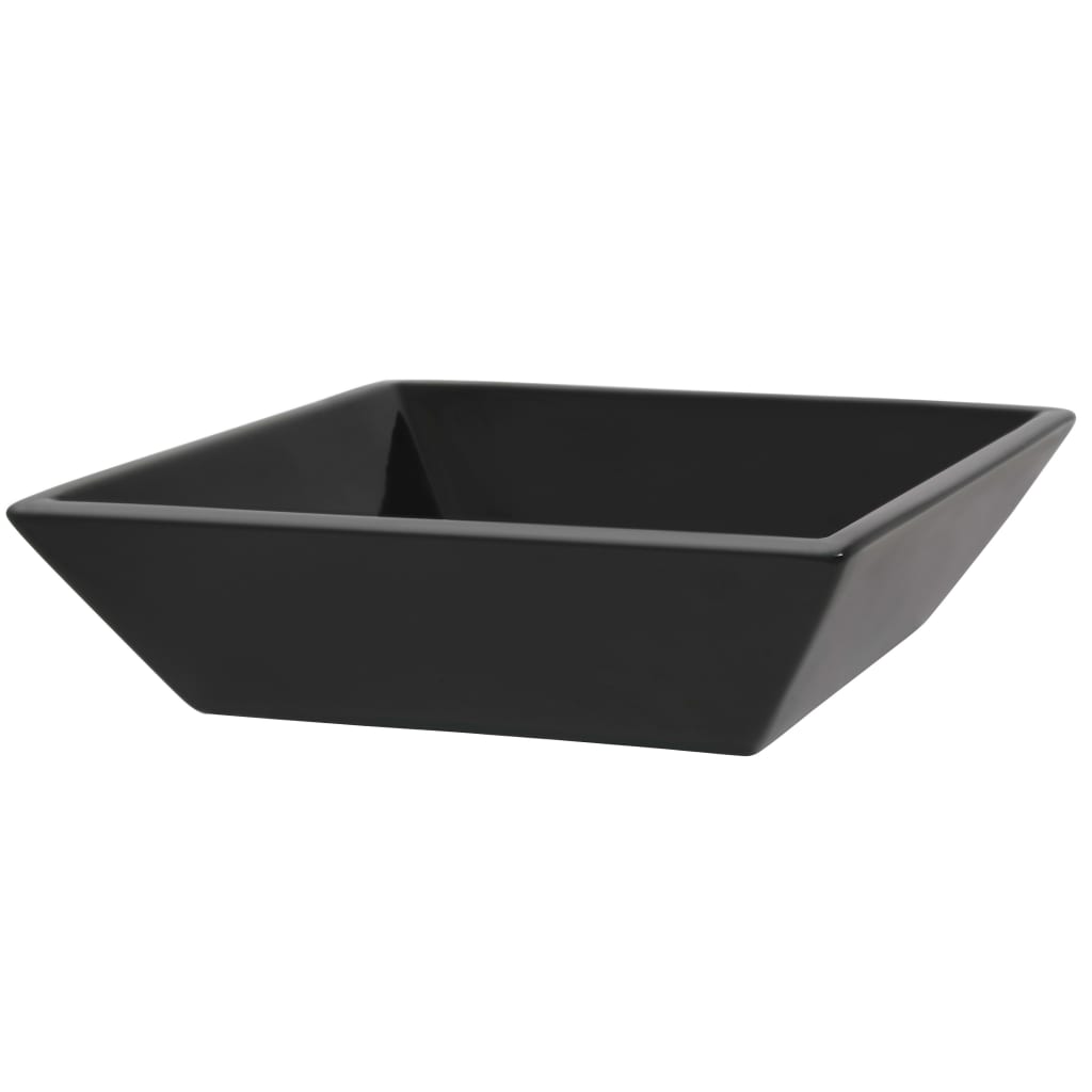 Square ceramic sink, Black, 41.5x41.5x12 cm