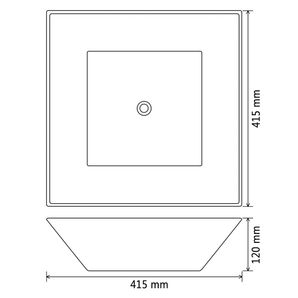 Square ceramic sink, Black, 41.5x41.5x12 cm