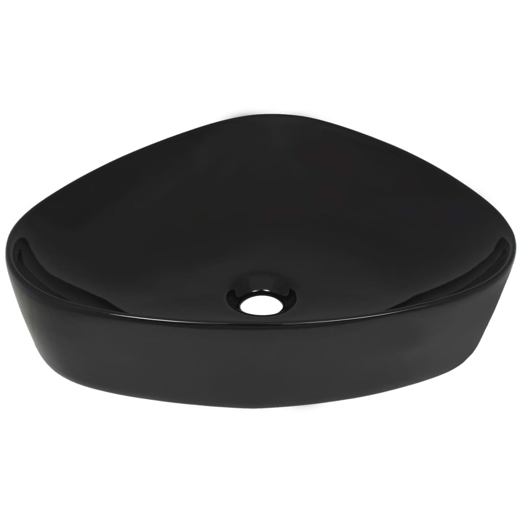 Bathroom sink, black, 50.5x41x12 cm, ceramic, triangular