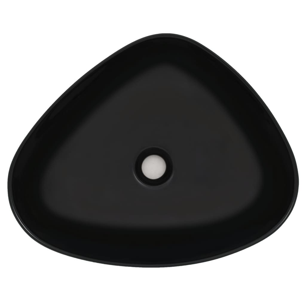 Bathroom sink, black, 50.5x41x12 cm, ceramic, triangular