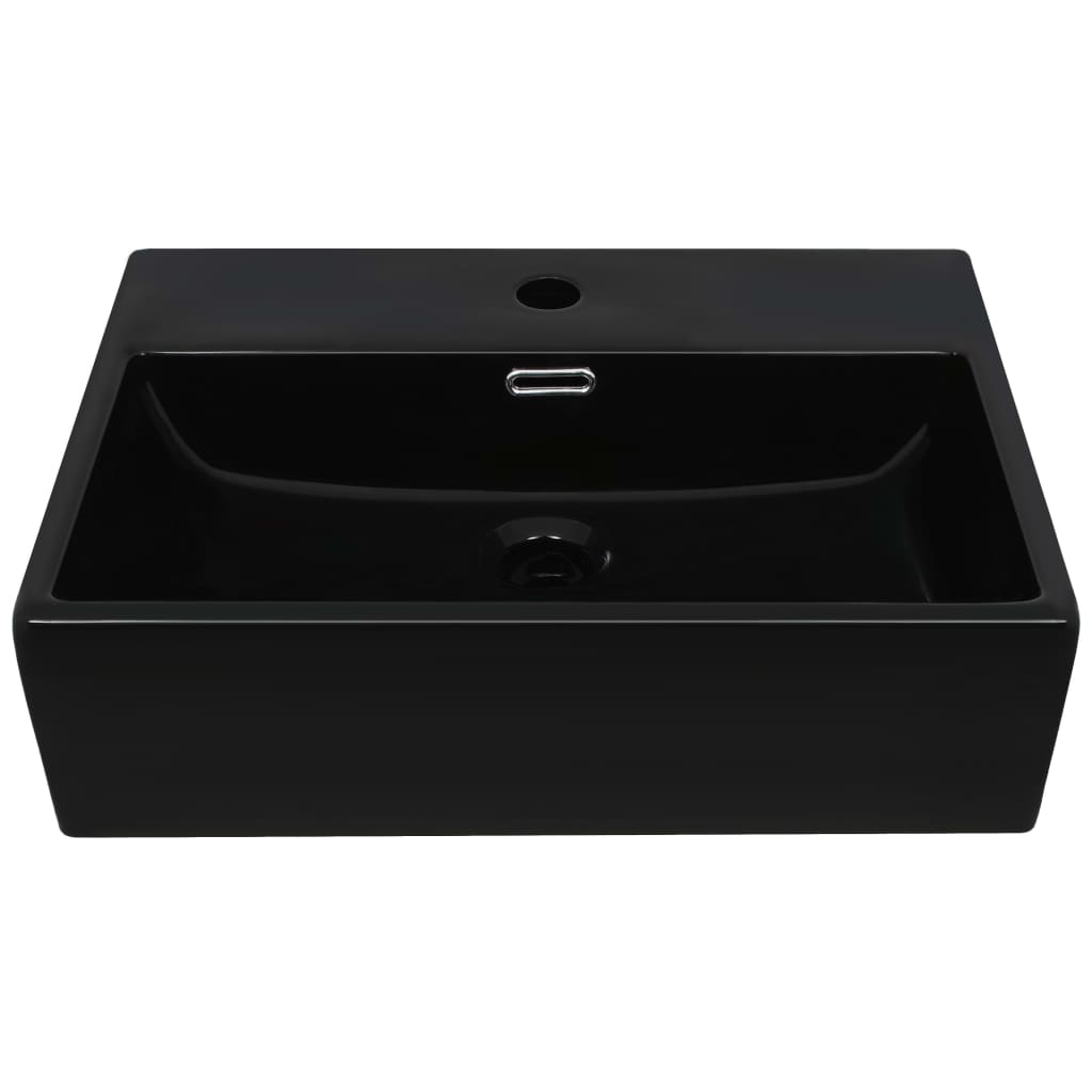 Sink with tap hole, ceramic, 51.5x38.5x15 cm, black