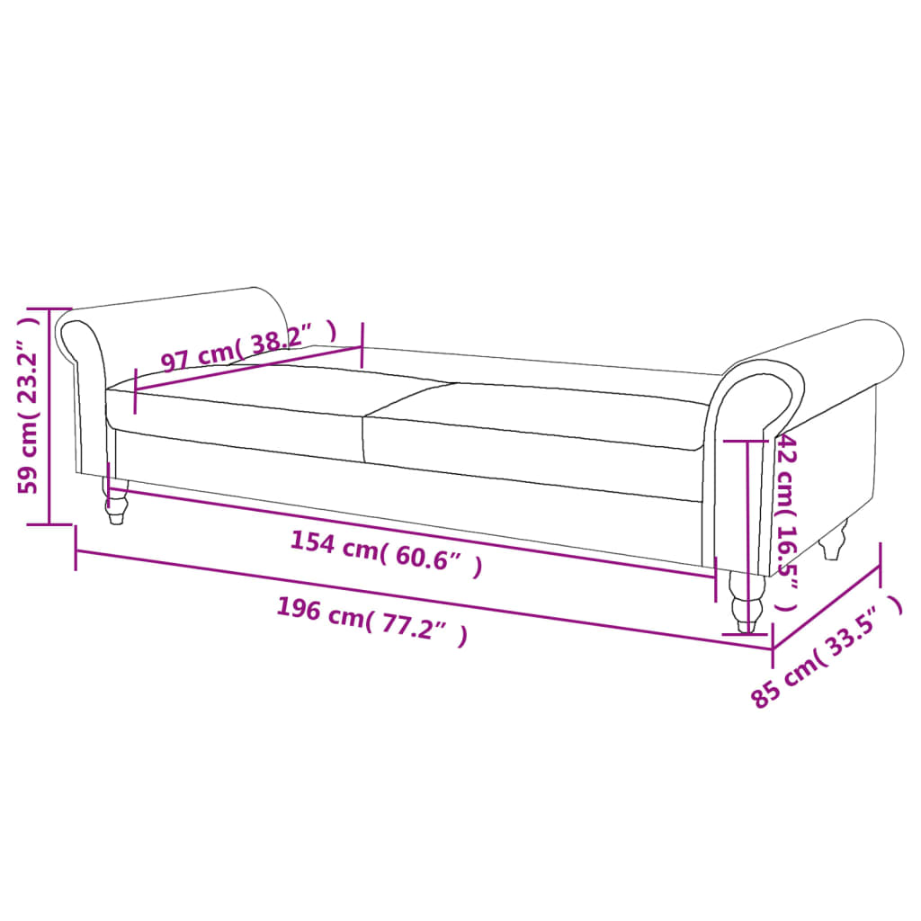 Canapea extensibilă cu cotiere/2 locuri, maro, velur artificial