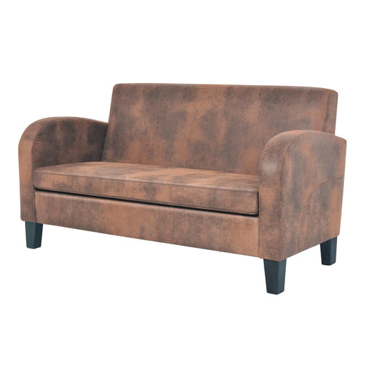 2-seater sofa, faux velour, brown