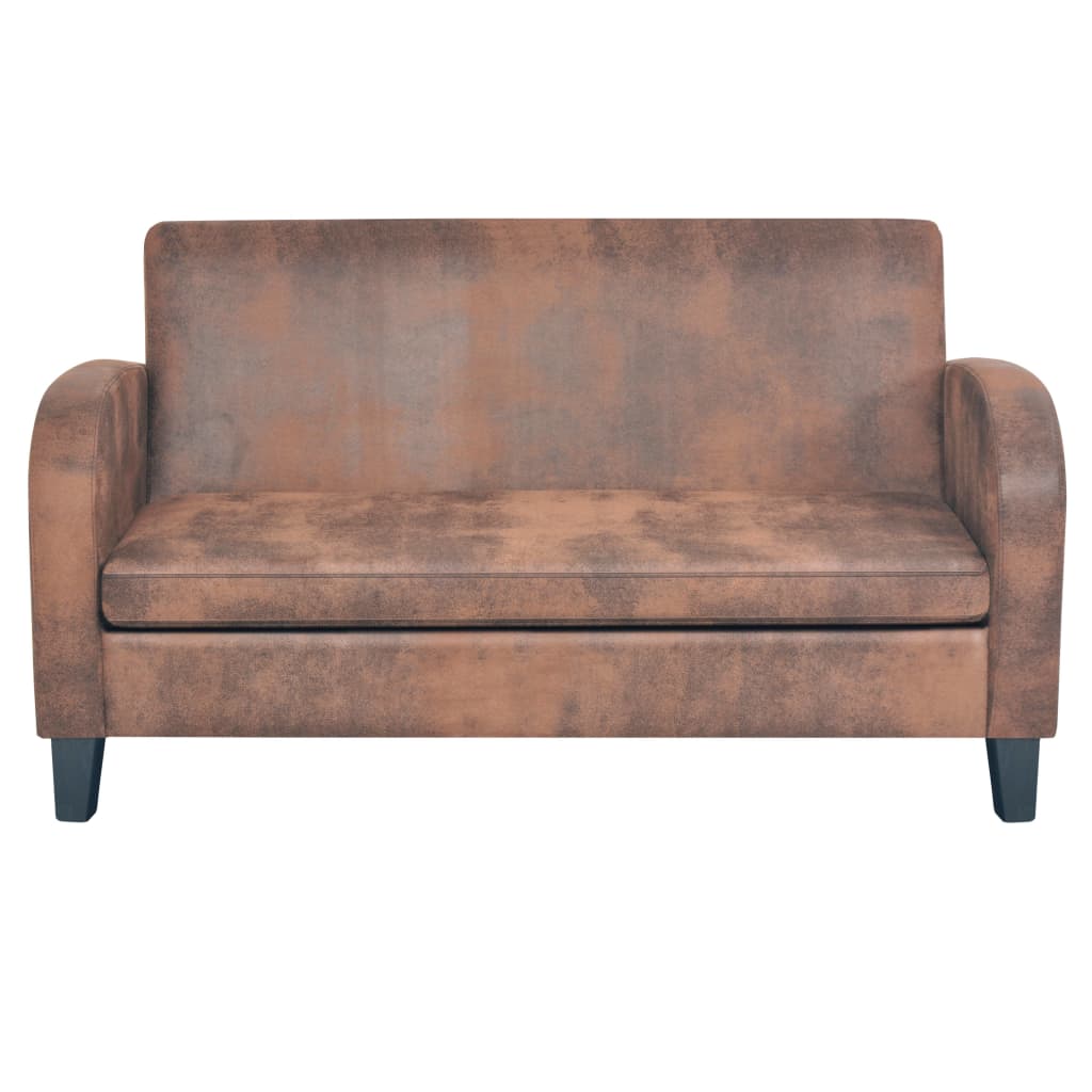 2-seater sofa, faux velour, brown