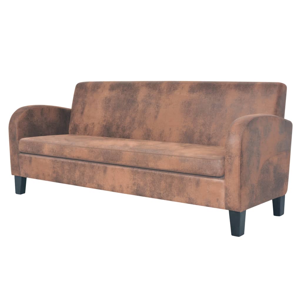 3-seater sofa, faux velour, brown