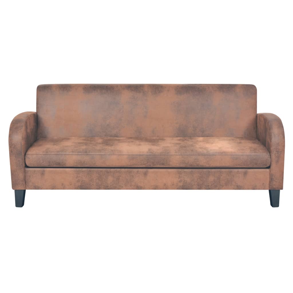 3-seater sofa, faux velour, brown