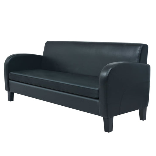 3-seater sofa, black, artificial leather