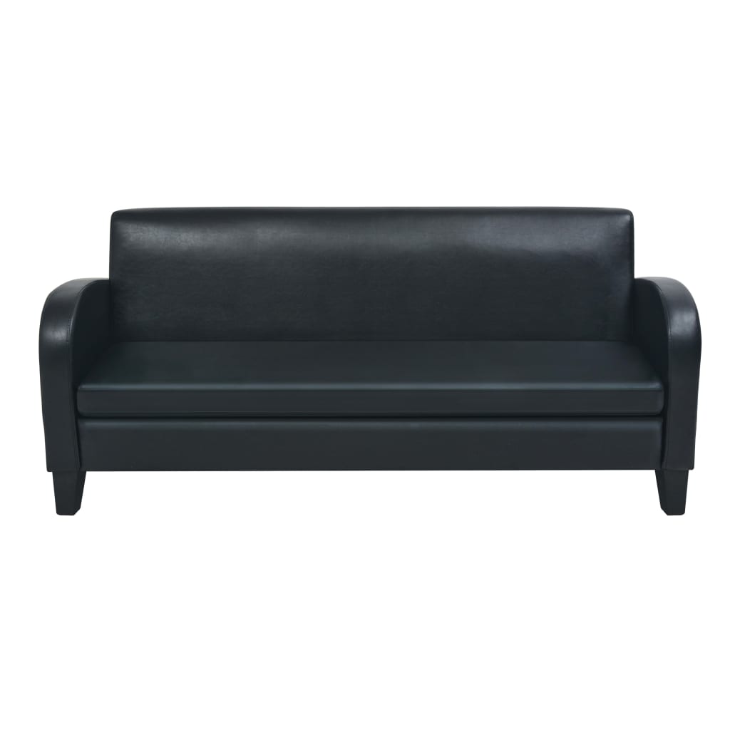 3-seater sofa, black, artificial leather