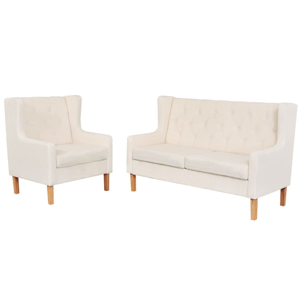 Sofa set, 2 pieces, textile, Cream white