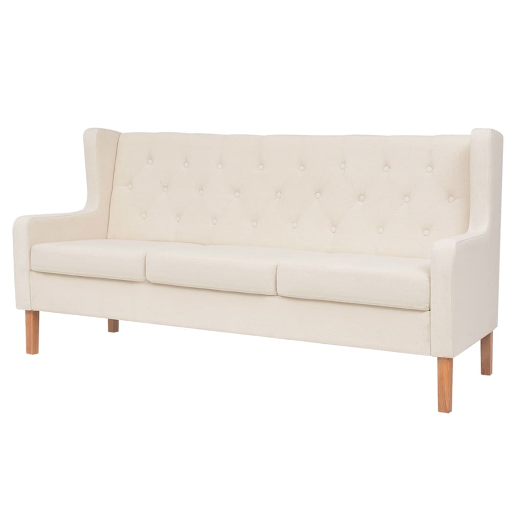 Sofa set, 3 pieces, cream white, fabric