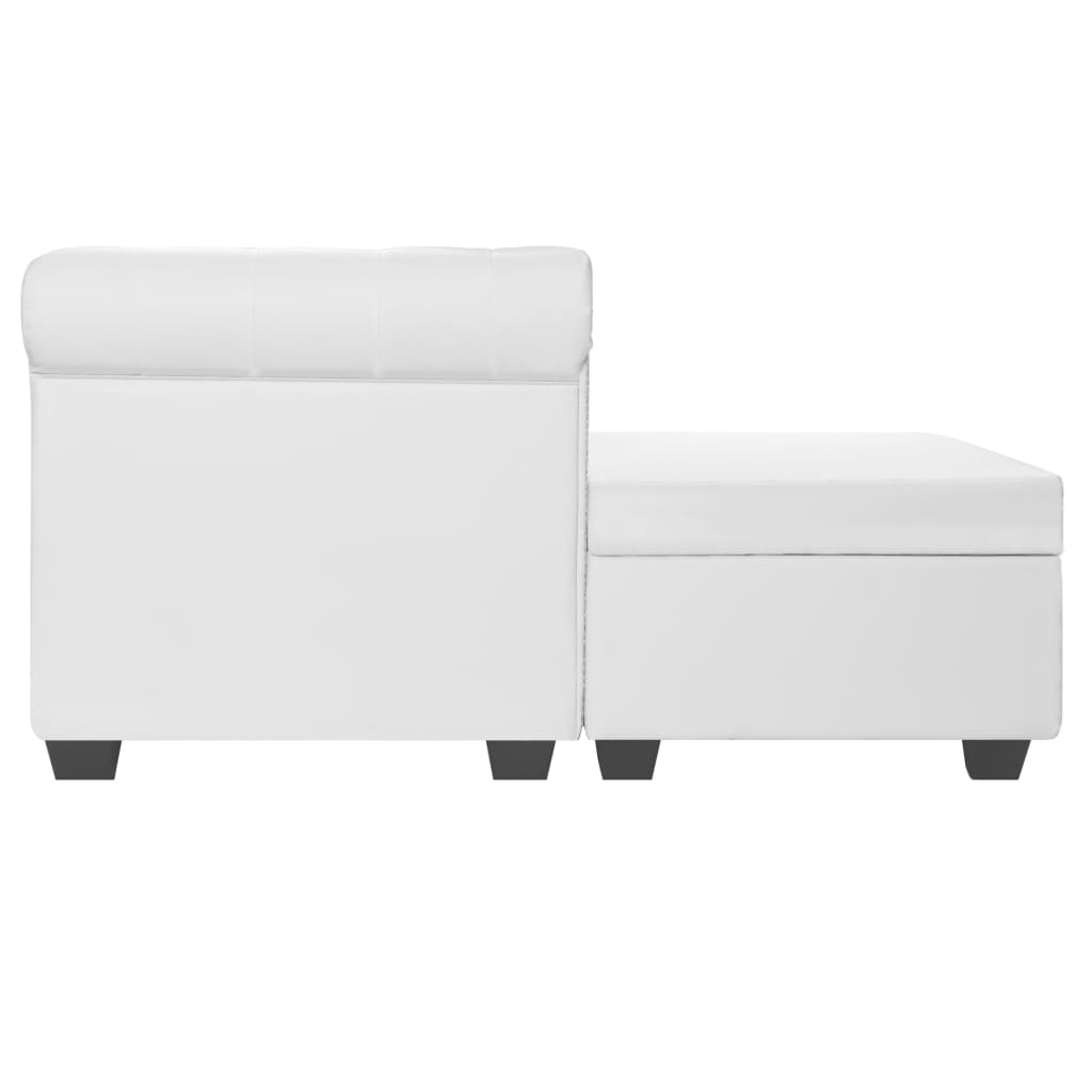 Chesterfield L-shaped sofa, faux leather, white