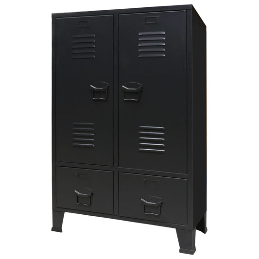 Wardrobe, industrial style, 67 x 35 x 107 cm, black, metal