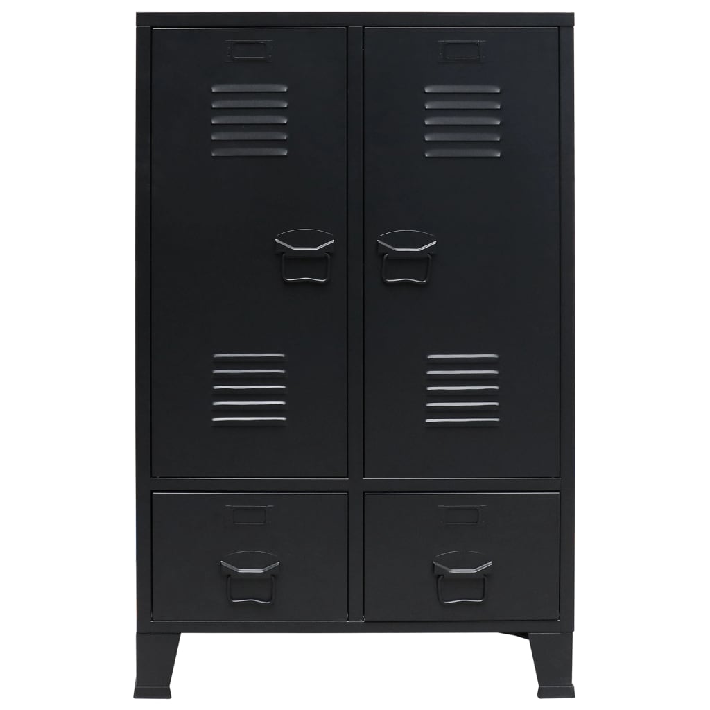 Wardrobe, industrial style, 67 x 35 x 107 cm, black, metal