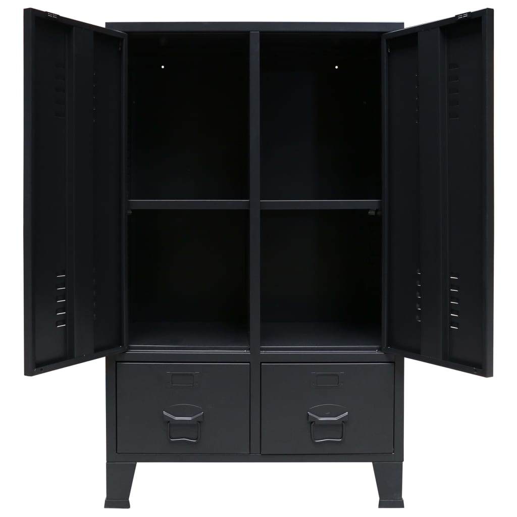 Wardrobe, industrial style, 67 x 35 x 107 cm, black, metal