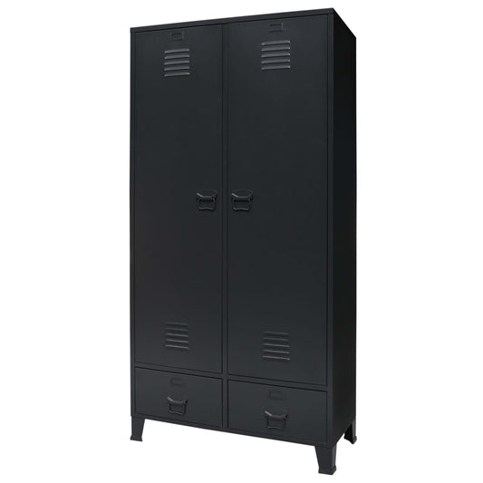 Metal wardrobe, industrial style, 90x40x180 cm Black