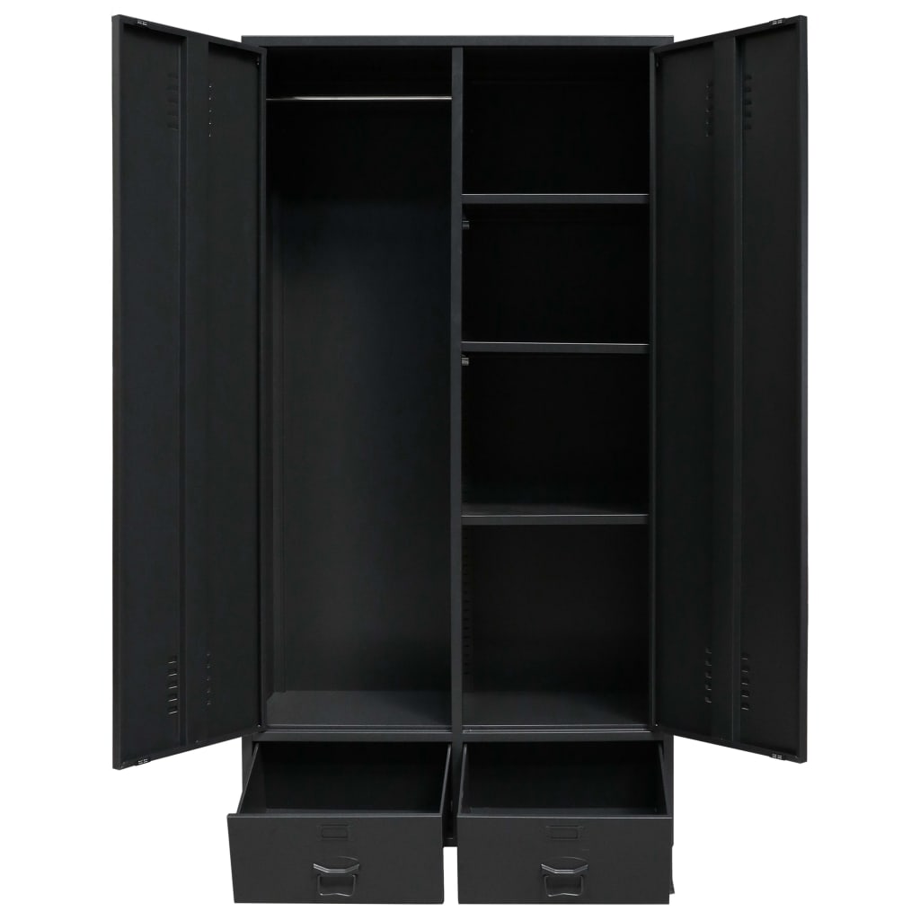 Metal wardrobe, industrial style, 90x40x180 cm Black