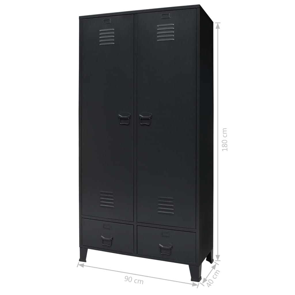 Metal wardrobe, industrial style, 90x40x180 cm Black