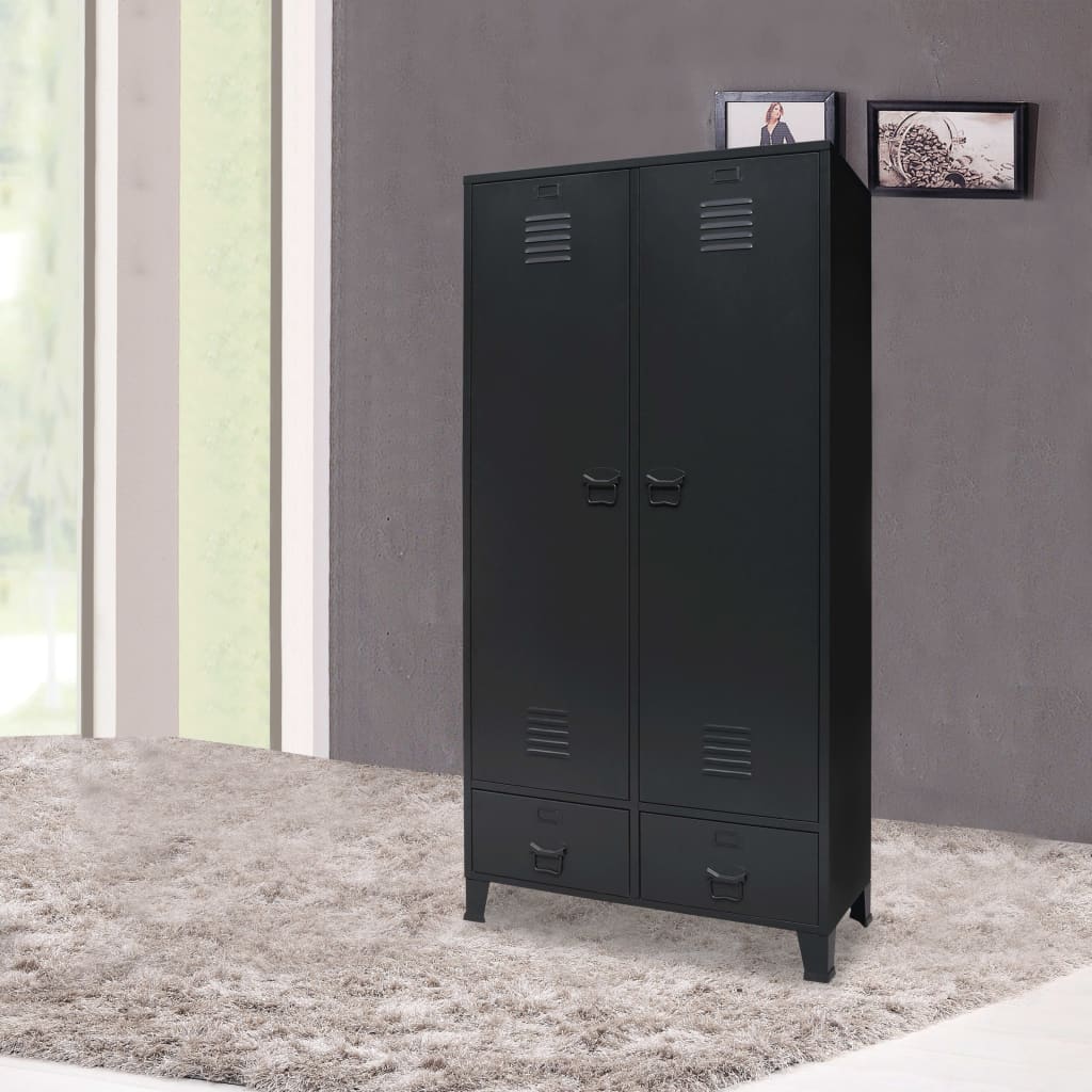 Metal wardrobe, industrial style, 90x40x180 cm Black