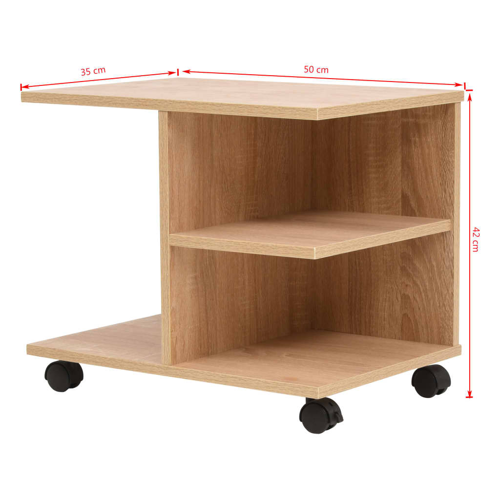 Rolling shelf, 50 x 35 x 42 cm, oak